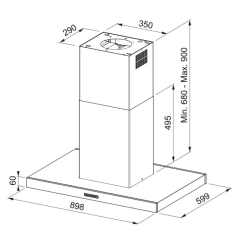 Franke Format Tale Matt Black Ada Davlumbaz (905 I BK MATT/900)