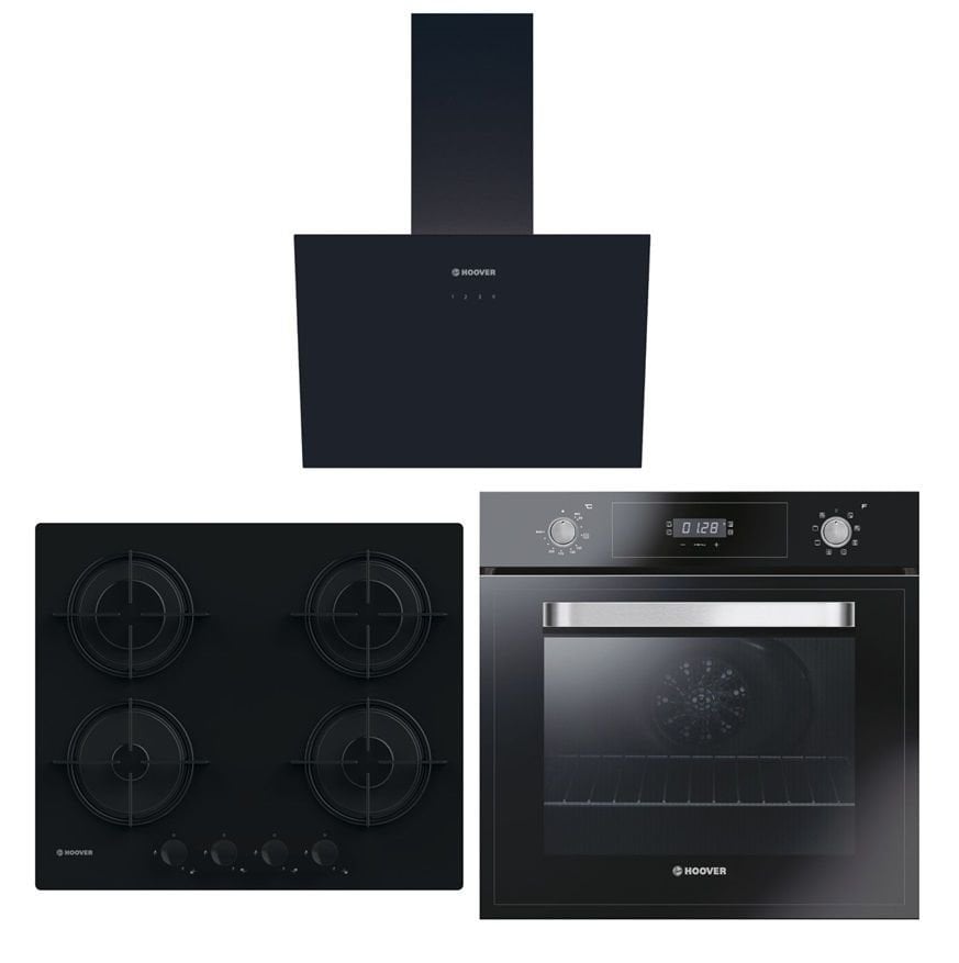 Hoover 60 Cm Siyah Cam Ankastre Set ( HDG6C1GBTK + HOT3161I/E + HVW6MBB )