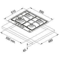 Franke Smart Linear 4 Gözlü Siyah Cam Ocak