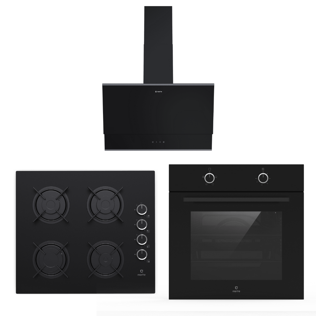 Narte Siyah Cam Ankastre Set ( 6 Yıl Garanti )