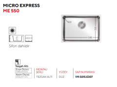 Ukinox Tezgah Altı Çelik Eviye (ME 550)