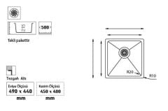 Ukinox Tezgah Altı Çelik Eviye (ME 451)