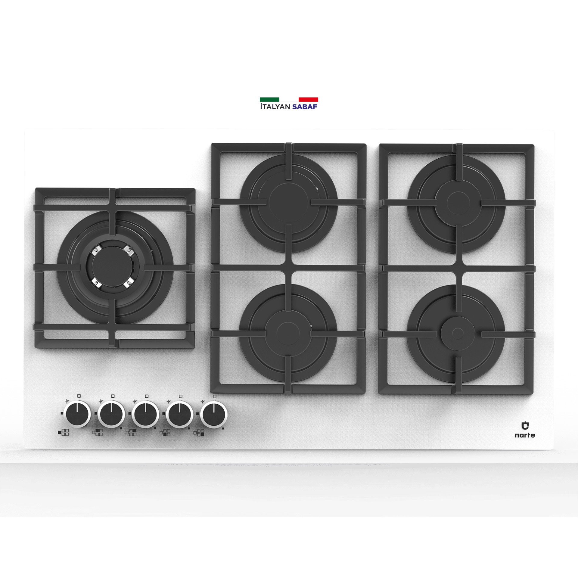 Narte 5 Göz 86 Cm Beyaz Cam Ankastre Ocak  (NT-CG30090W)