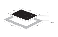 Narte 5 Göz 86 Cm Gri Cam Ankastre Ocak  (NT-CG30090S)