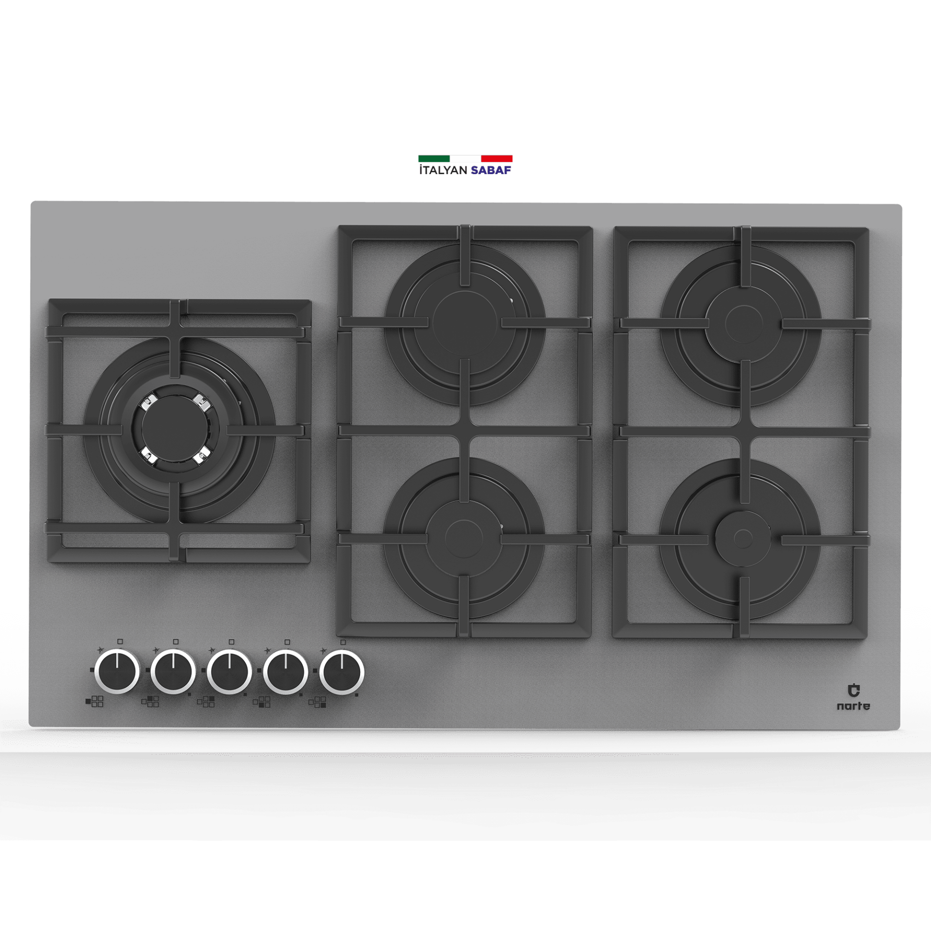 Narte 5 Göz 86 Cm Gri Cam Ankastre Ocak  (NT-CG30090S)