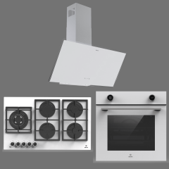 Narte 90 Cm Beyaz Cam Ankastre Set ( 6 Yıl Garanti )