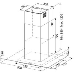Franke Ada Glass Linear FGL 915 I BK/XS Ada Davlumbaz