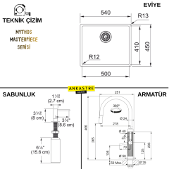 Franke Mythos Masterpiece Eviye Armatür Sabunluk Kampanyası (ANTRASİT 50)