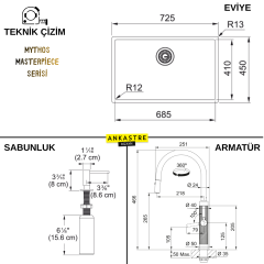 Franke Mythos Masterpiece Eviye Armatür Sabunluk Kampanyası (ANTRASİT 68)