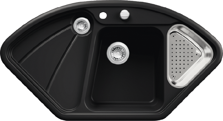 Nuevo Elegance Seramik Köşe Eviye Siyah