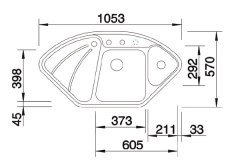 Nuevo Elegance Seramik Köşe Eviye Siyah