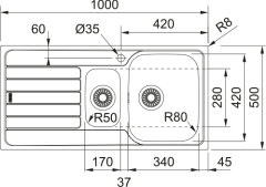 Franke Spark SKX 651 Inox 1,5 Göz Eviye Sol Damlalık