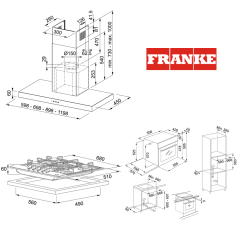 Franke İnox(Paslanmaz Çelik) Ankastre Set (T Tipi Davlumbaz, 5 Gözlü Ocak, Dijital Fırın)