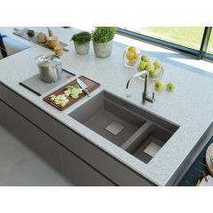 Franke Kubus 2 Tezgah Altı 1,5 Göz Granit Eviye Stone Grey