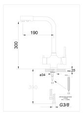 Nuevo Raymond Black Mikser Musluk (Arıtma Cihaz Bağlantılı Armatür)