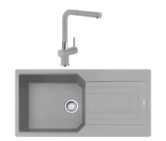 Franke UBG 611-100 + Active Plus Doccia Granit Eviye Armatür Kampanyası Stone Grey