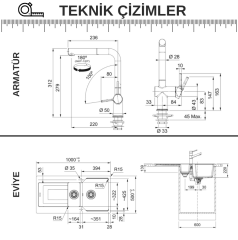 Franke UBG 651-100 + Active Plus Doccia Granit Eviye Armatür Kampanyası Sahara