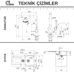 Franke UBG 651-100 + Active Plus Doccia Granit Eviye Armatür Kampanyası Stone Grey