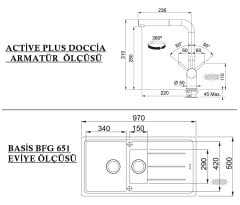 Franke BFG 651 + Active Plus Doccia Granit Eviye Armatür Kampanyası Nero