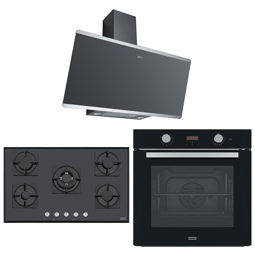 Franke Siyah Cam 90 Cm Ankastre Set