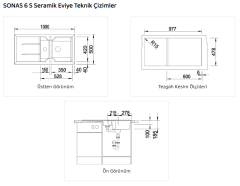 Nuevo SONAS 6 S Siyah Seramik Eviye