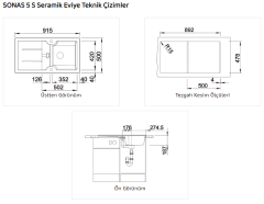 Nuevo SONAS 5 S Siyah Seramik Eviye