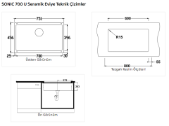 Nuevo SONIC 700 U Siyah Seramik Eviye
