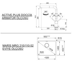 Franke Maris MRG 110-52 Tezgah Altı Granit Eviye + Active Plus Doccia Spiralli Armatür