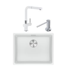 Franke Maris MRG 110-52 Tezgah Altı Granit Eviye + Active Plus Doccia Spiralli Armatür Bianco