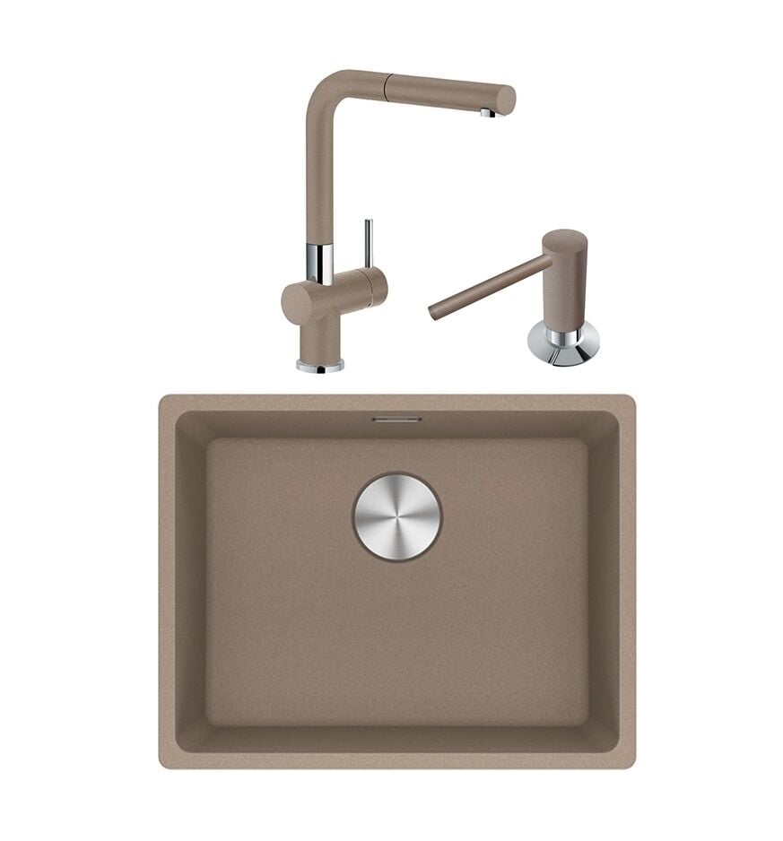 Franke Maris MRG 110-52 Tezgah Altı Granit Eviye + Active Plus Doccia Spiralli Armatür Oyster