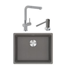 Franke Maris MRG 110-52 Tezgah Altı Granit Eviye + Active Plus Doccia Spiralli Armatür Stone Grey