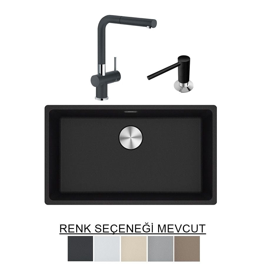 Franke Maris MRG 110-72 Tezgah Altı Granit Eviye + Active Plus Doccia Spiralli Armatür