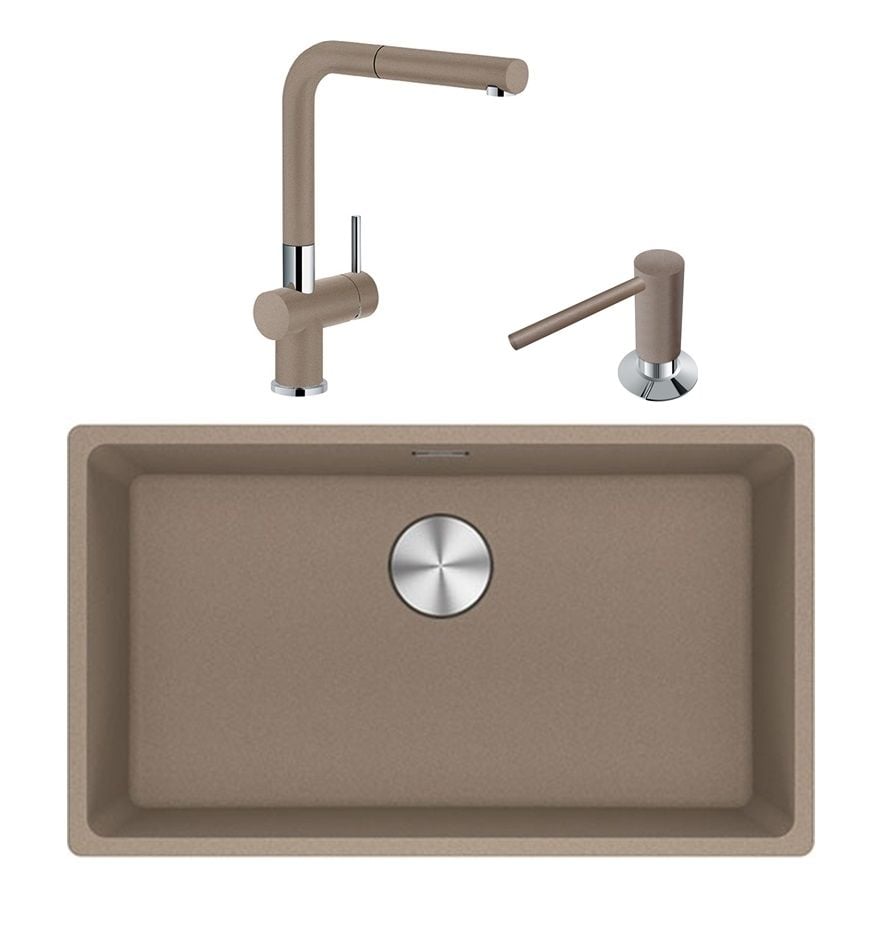 Franke Maris MRG 110-72 Tezgah Altı Granit Eviye + Active Plus Doccia Spiralli Armatür Oyster