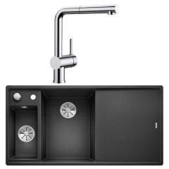 Blanco Krom Armatür & InFino Granit Eviye (LINUS-S + AXIA III 6S) Anthracite - Sağ Damlalık
