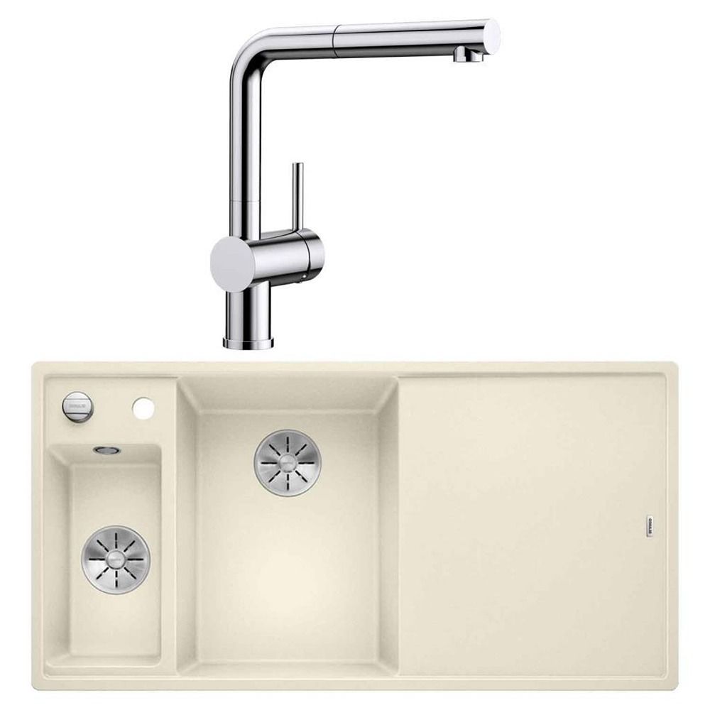 Blanco Krom Armatür & InFino Granit Eviye (LINUS-S + AXIA III 6S) Jasmine - Sağ Damlalık