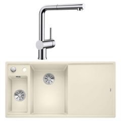 Blanco Krom Armatür & InFino Granit Eviye (LINUS-S + AXIA III 6S) Jasmine - Sağ Damlalık