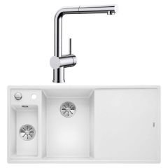 Blanco Krom Armatür & InFino Granit Eviye (LINUS-S + AXIA III 6S) White - Sağ Damlalık